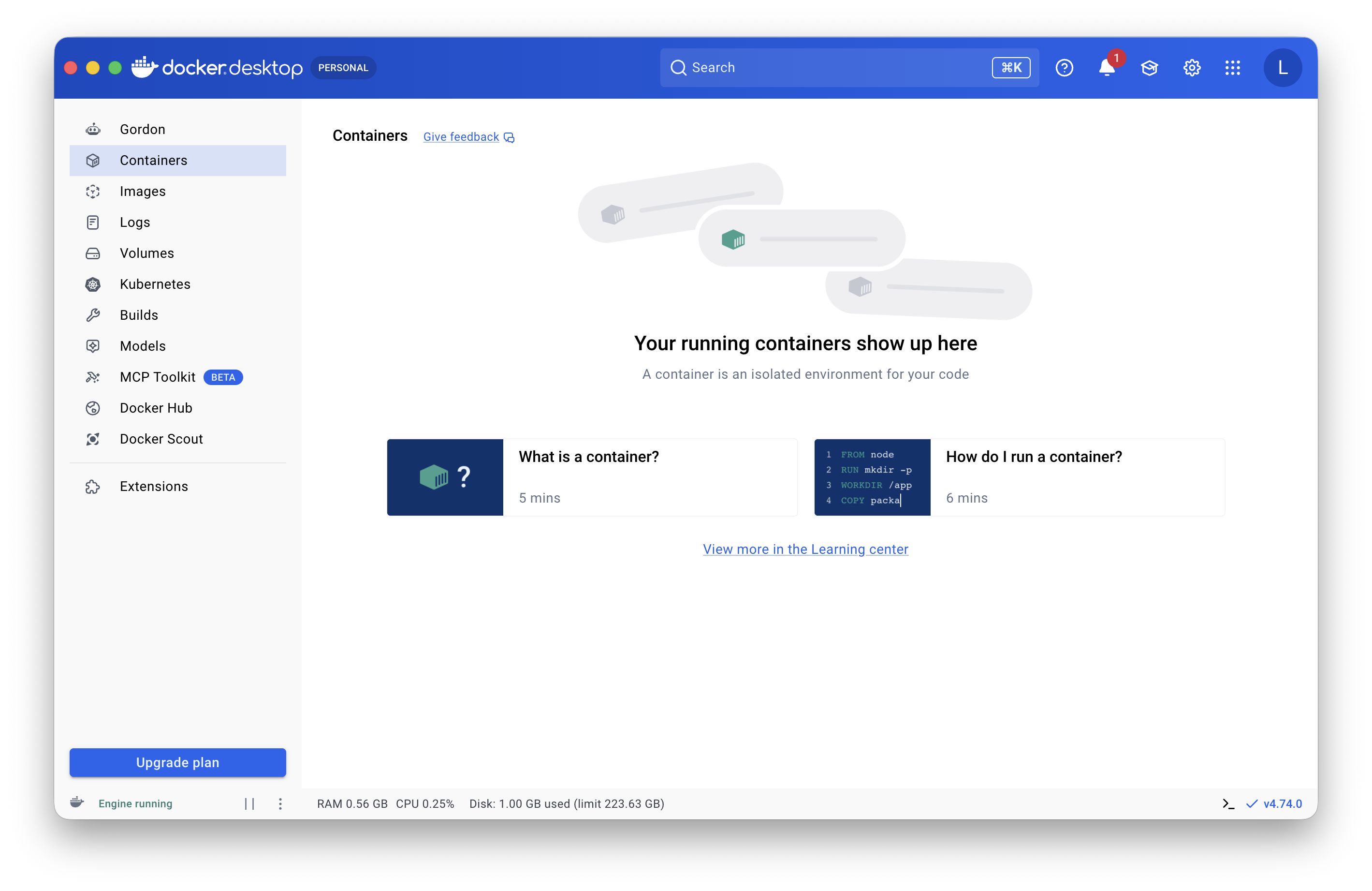 Docker Desktop đã sẵn sàng